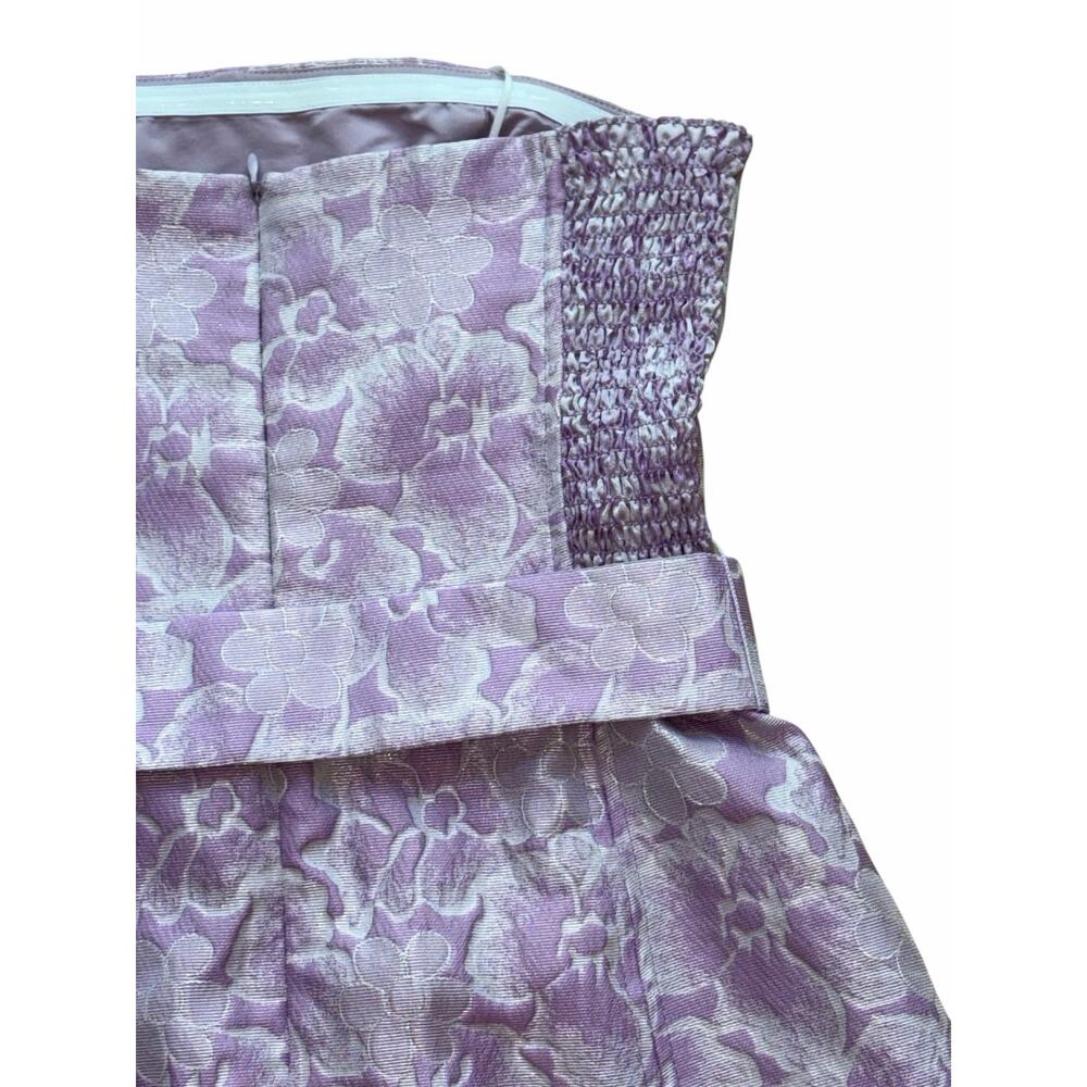 Amanda Uprichard Fae Mini Dress Lavender Brocade Light Purple Strapless Sheath M - Picture 7 of 9